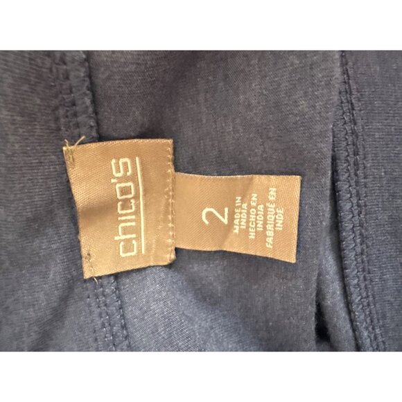 Chicos Womens Knit Cold Shoulder Top Blue eyelet sleeves Size large - Picture 3 of 4